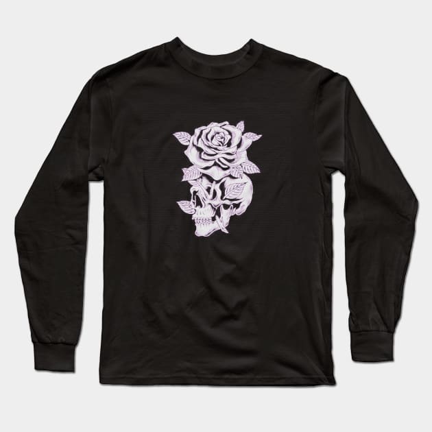 skull rose vintage Long Sleeve T-Shirt by fadetsunset